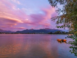 Weitwandern Chiemsee - Adria, Sonnenuntergang Prien am Chiemsee
