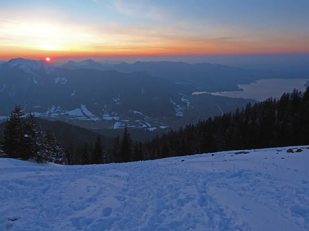 Tegernsee - Winterwanderung, Sonnenuntergang