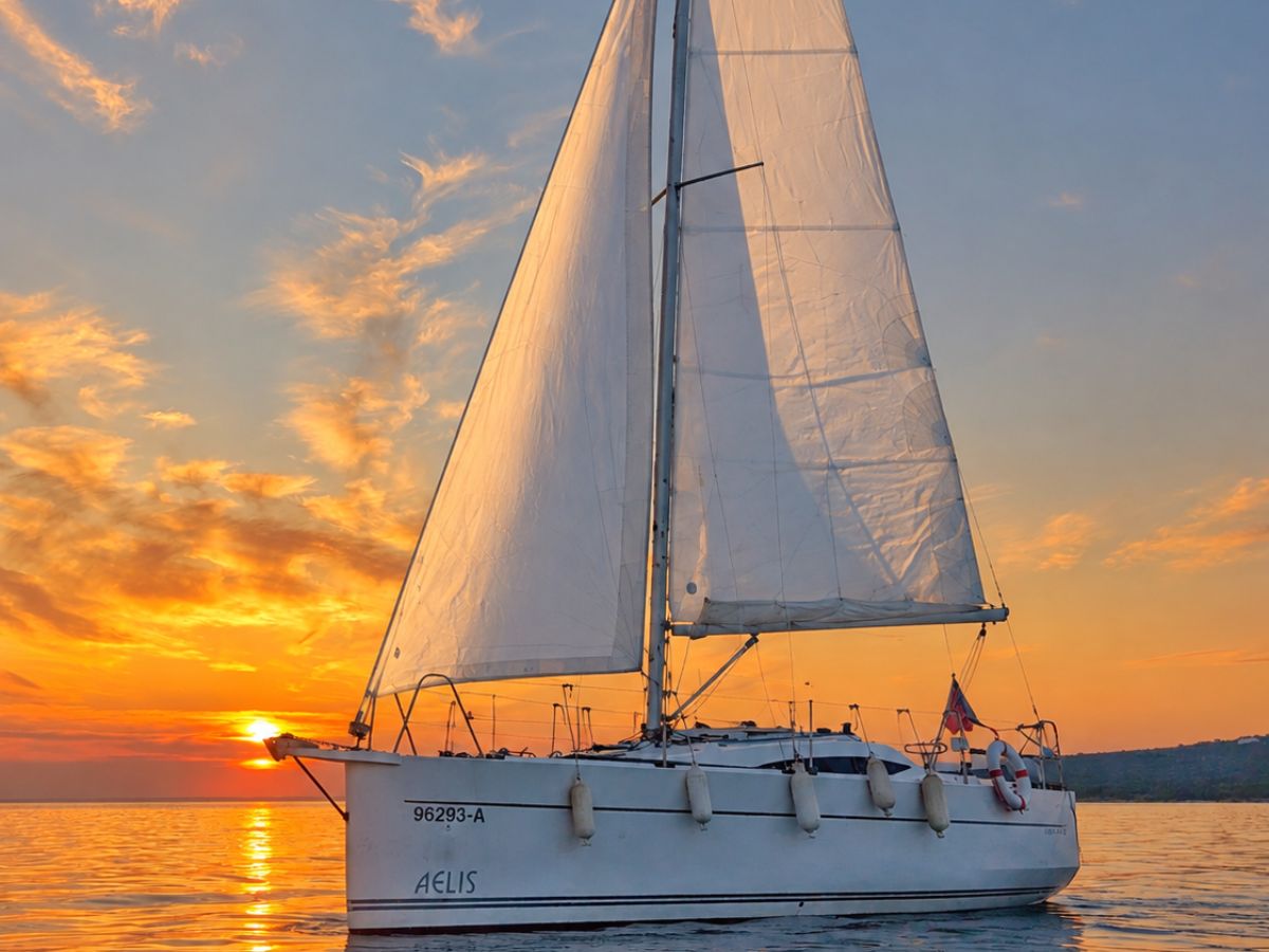 Viko S26 beim Segeln im Sonnenuntergang